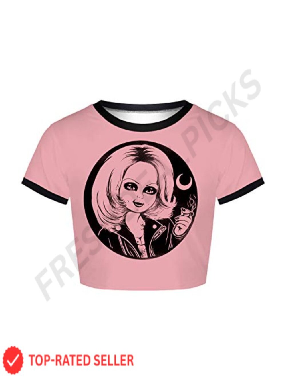 Women's Short Sleeve Graphic Crop Top Gothic Punk Halloween Shirt